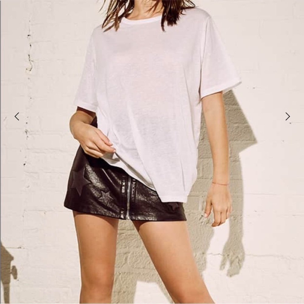 Reformation Black Leather Star Appliqué Zip Mini Skirt NWT - Picture 6 of 16
